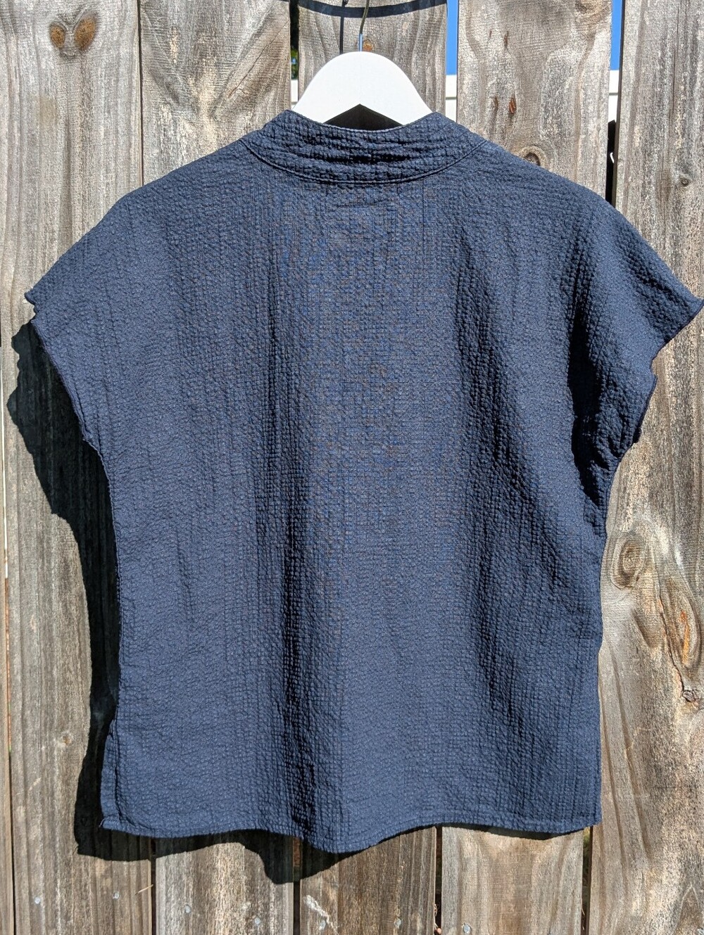 REI Medium Norseland Woven Popover V-neck Shirt Raime/Cotton Boxy Blue - Picture 4 of 10